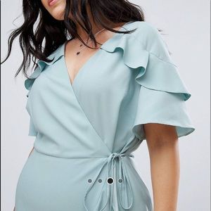 ASOS Curve Mini Wrap Dress with Ruffle Sleeve